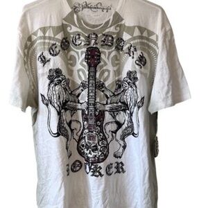 ❤️Key closet crystalized Swarovski crystal Lyon guitar rocker t-shirt‎ 3XL NWT